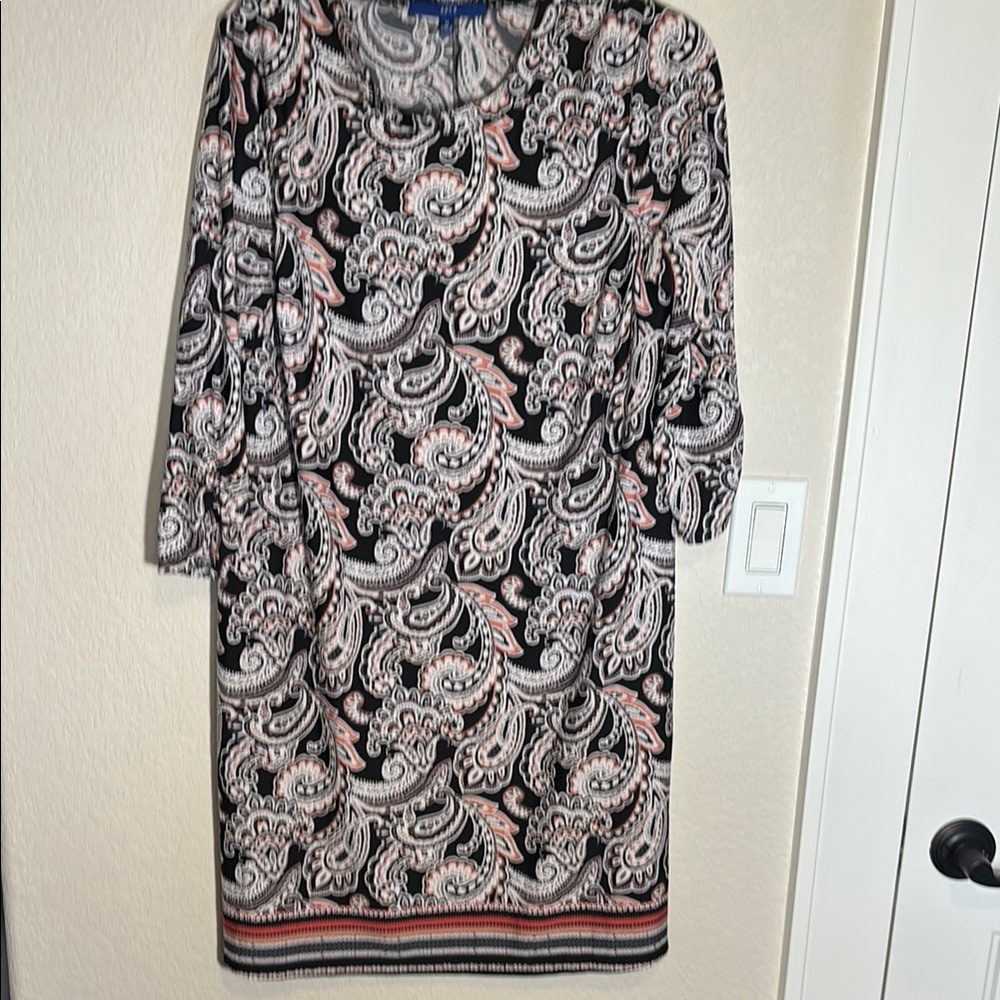Apt. 9 Black and White Long Sleeve Sheath Dress